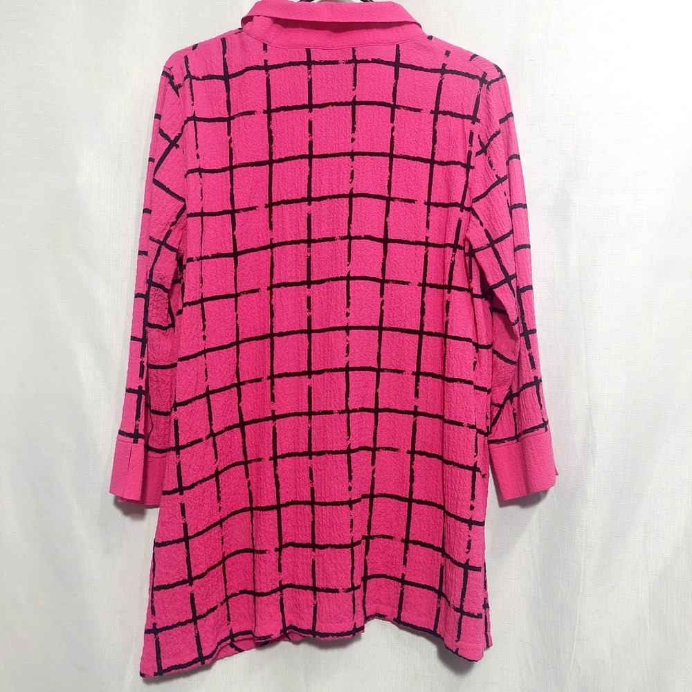 Ali Miles Womens Small Button Front Tunic Crinkle Lagenlook Structured Collar - Picture 5 of 9